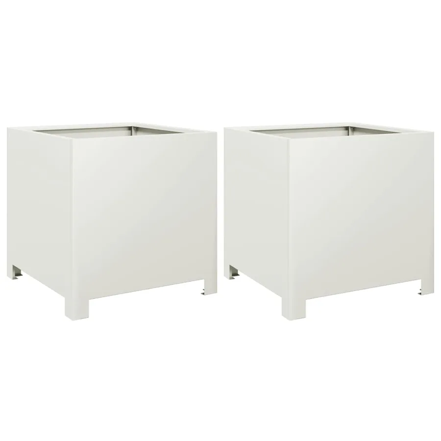 Jardinières 2 pcs blanc 40x40x40 cm acier - 2