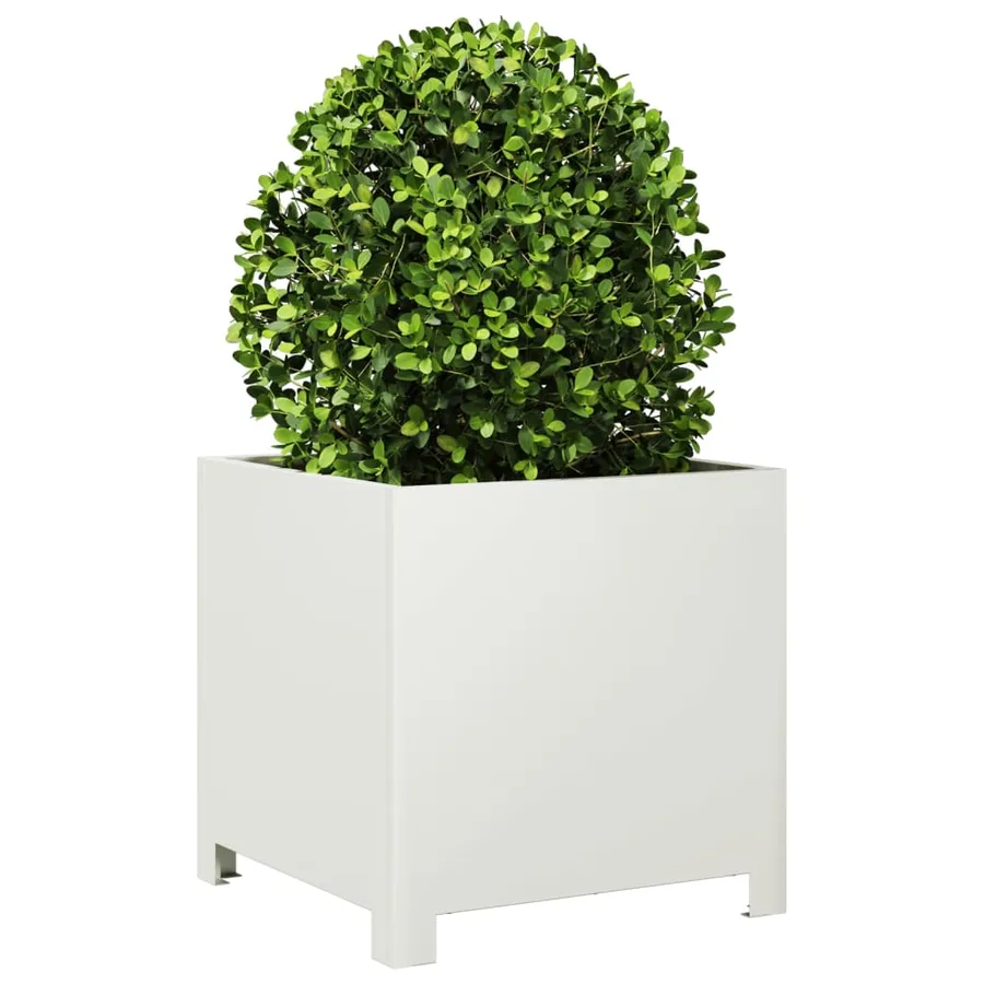 Jardinières 2 pcs blanc 40x40x40 cm acier - 4