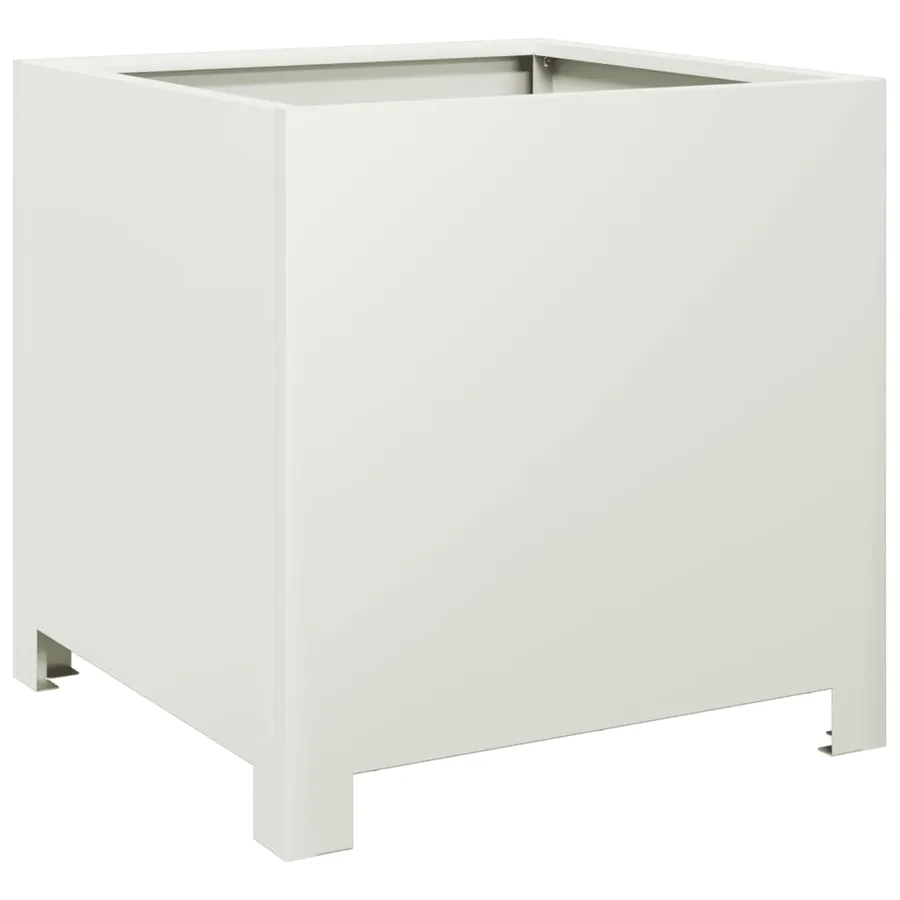 Jardinières 2 pcs blanc 40x40x40 cm acier - 5