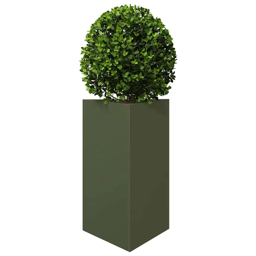 Jardinières 2 pcs vert olive triangulaire 50x43x75 cm acier - 4