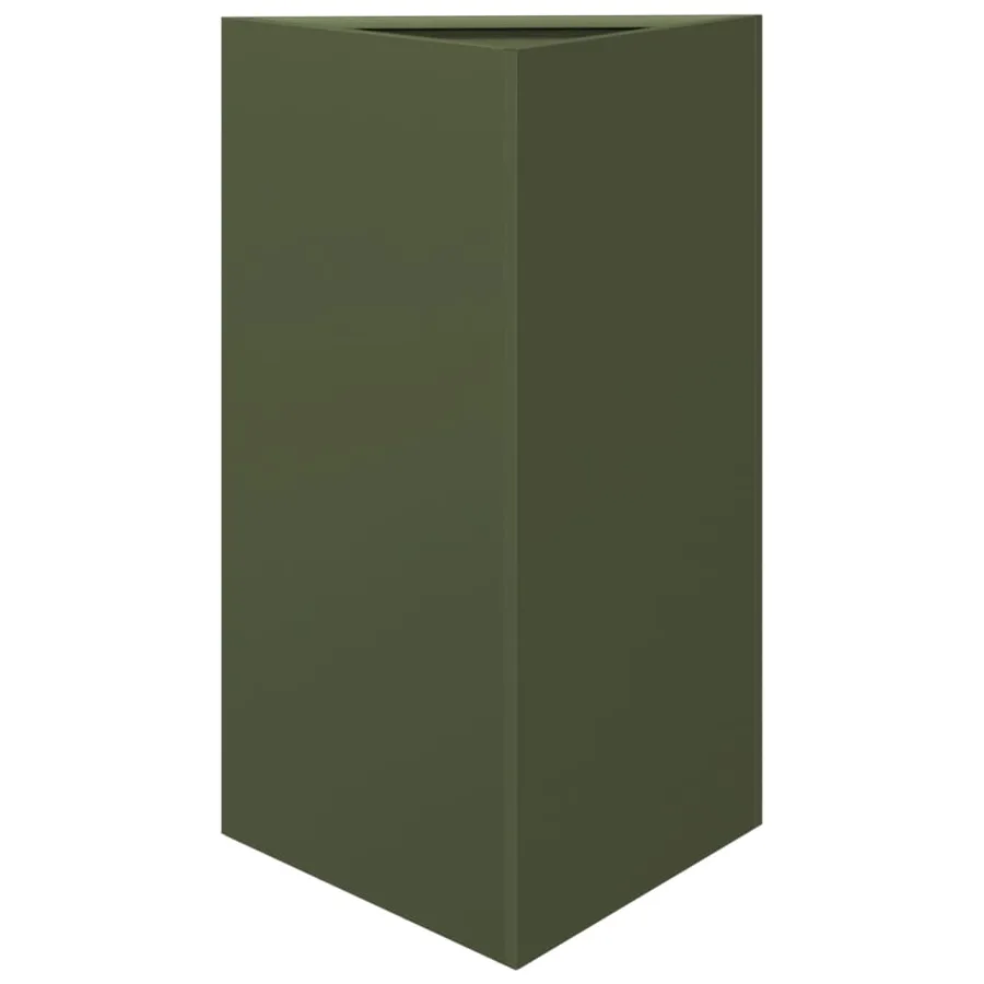 Jardinières 2 pcs vert olive triangulaire 50x43x75 cm acier - 5