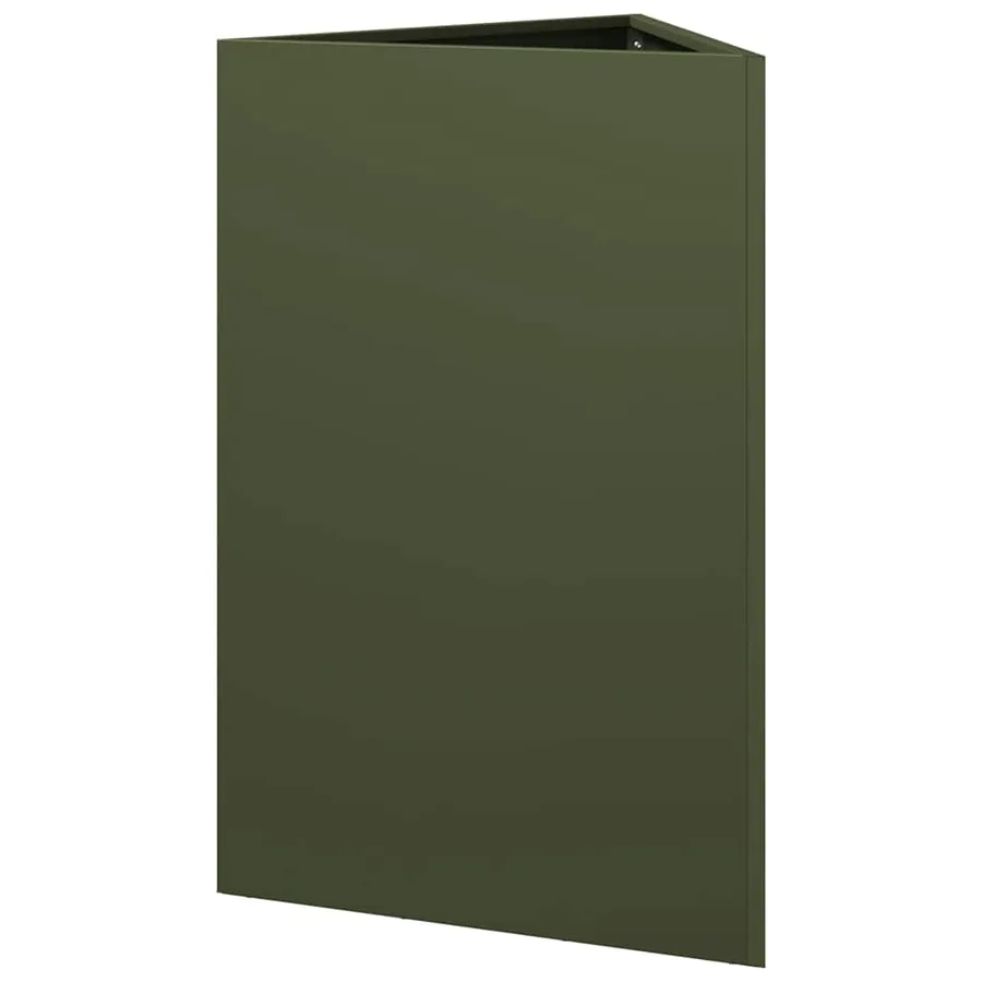 Jardinières 2 pcs vert olive triangulaire 50x43x75 cm acier - 8