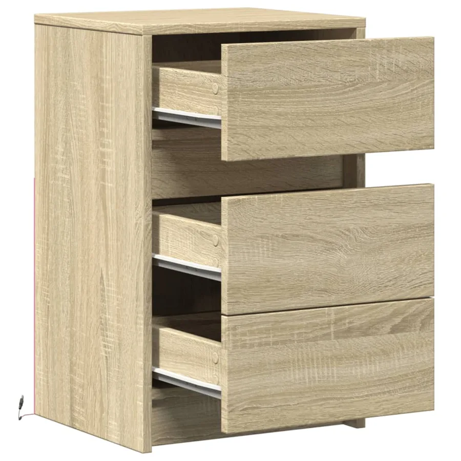 Armoire de chevet avec lumières LED chêne sonoma - 12
