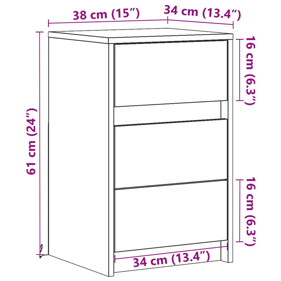 Armoire de chevet avec lumières LED chêne sonoma - 14