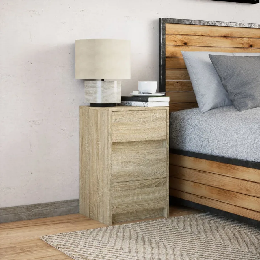 Armoire de chevet avec lumières LED chêne sonoma - 4