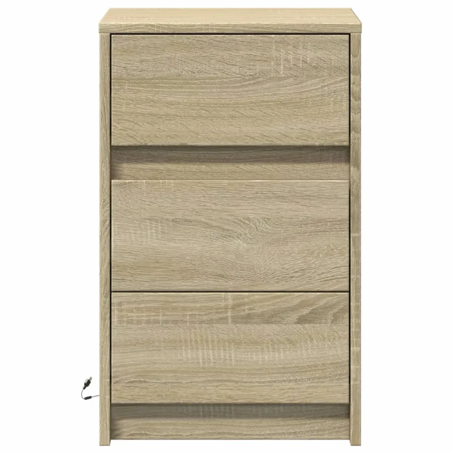 Armoire de chevet avec lumières LED chêne sonoma - 6