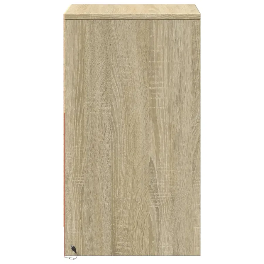 Armoire de chevet avec lumières LED chêne sonoma - 7