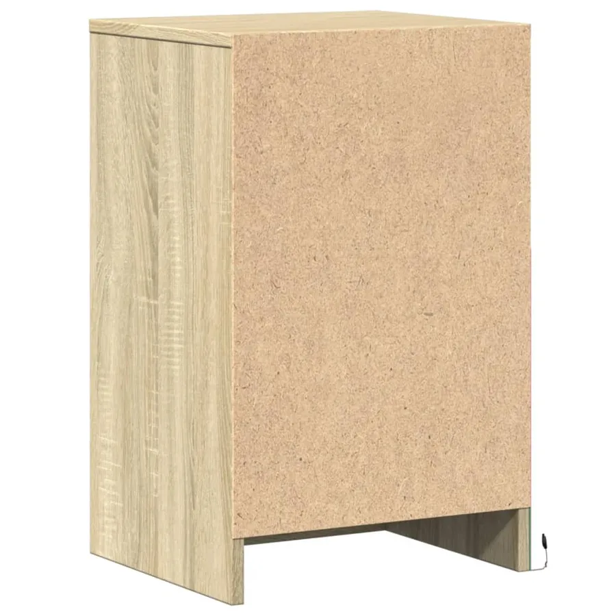 Armoire de chevet avec lumières LED chêne sonoma - 8