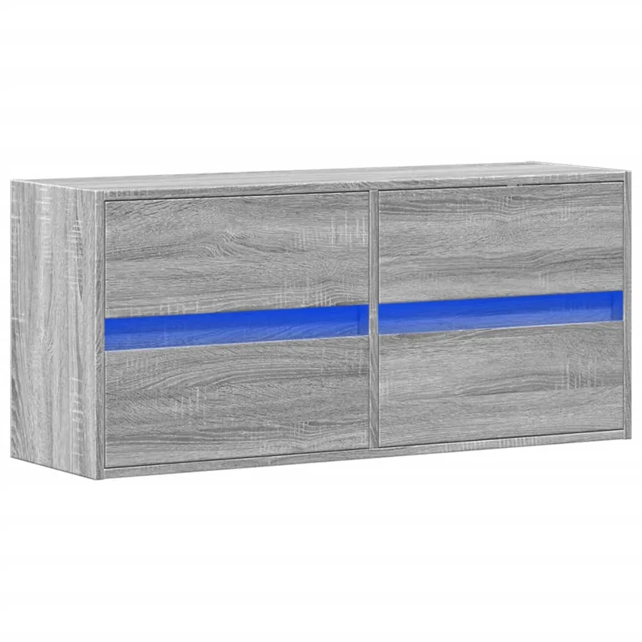 Meuble TV mural avec lumières LED sonoma gris 100x31x45 cm - 3