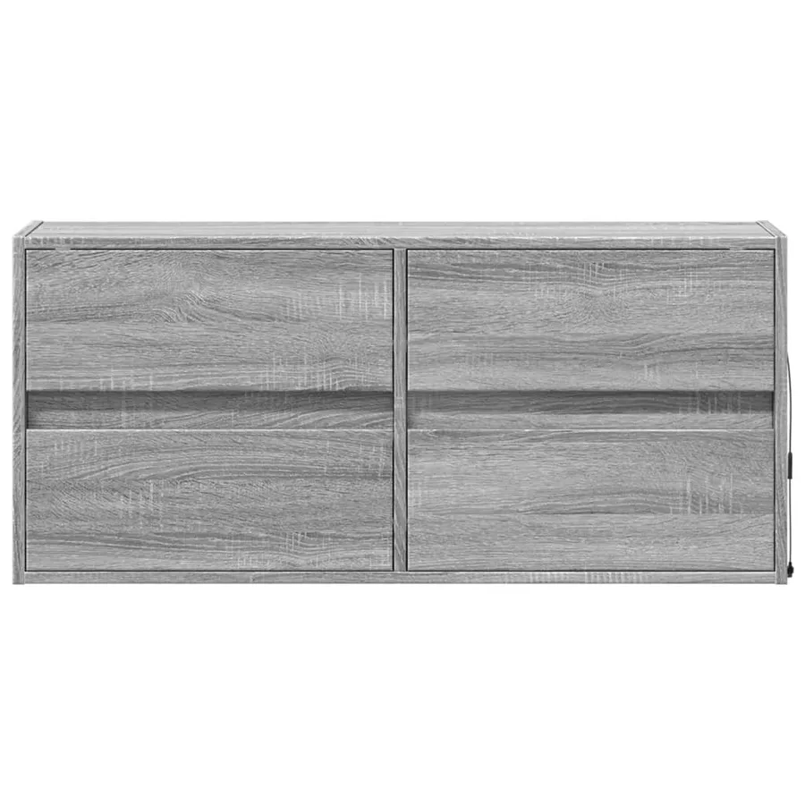 Meuble TV mural avec lumières LED sonoma gris 100x31x45 cm - 6