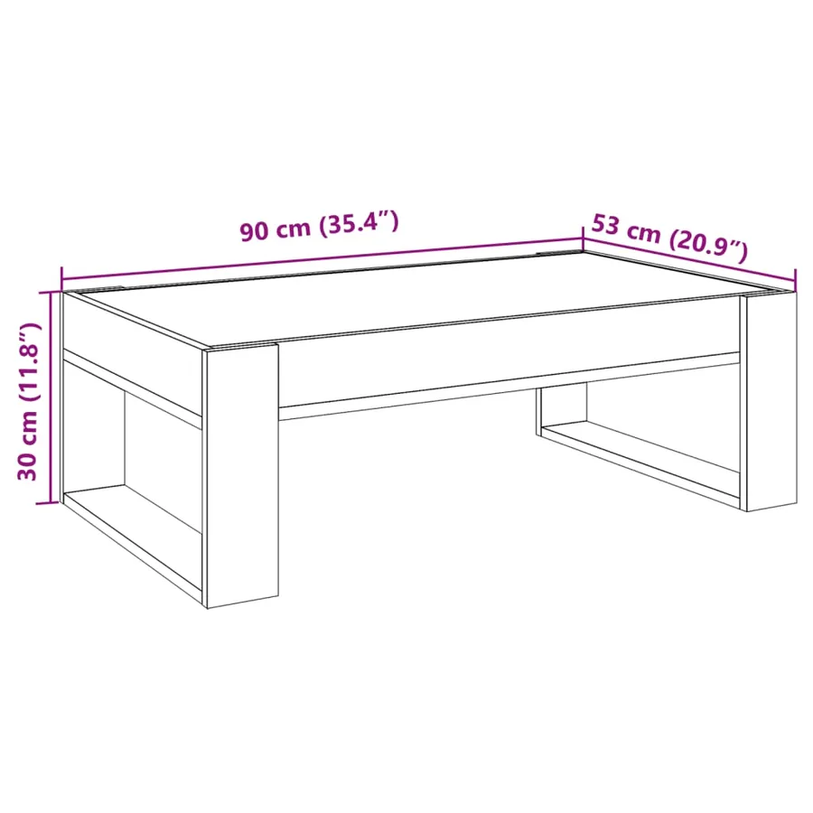 Table basse avec LED infini sonoma gris 90x53x30 cm - 13