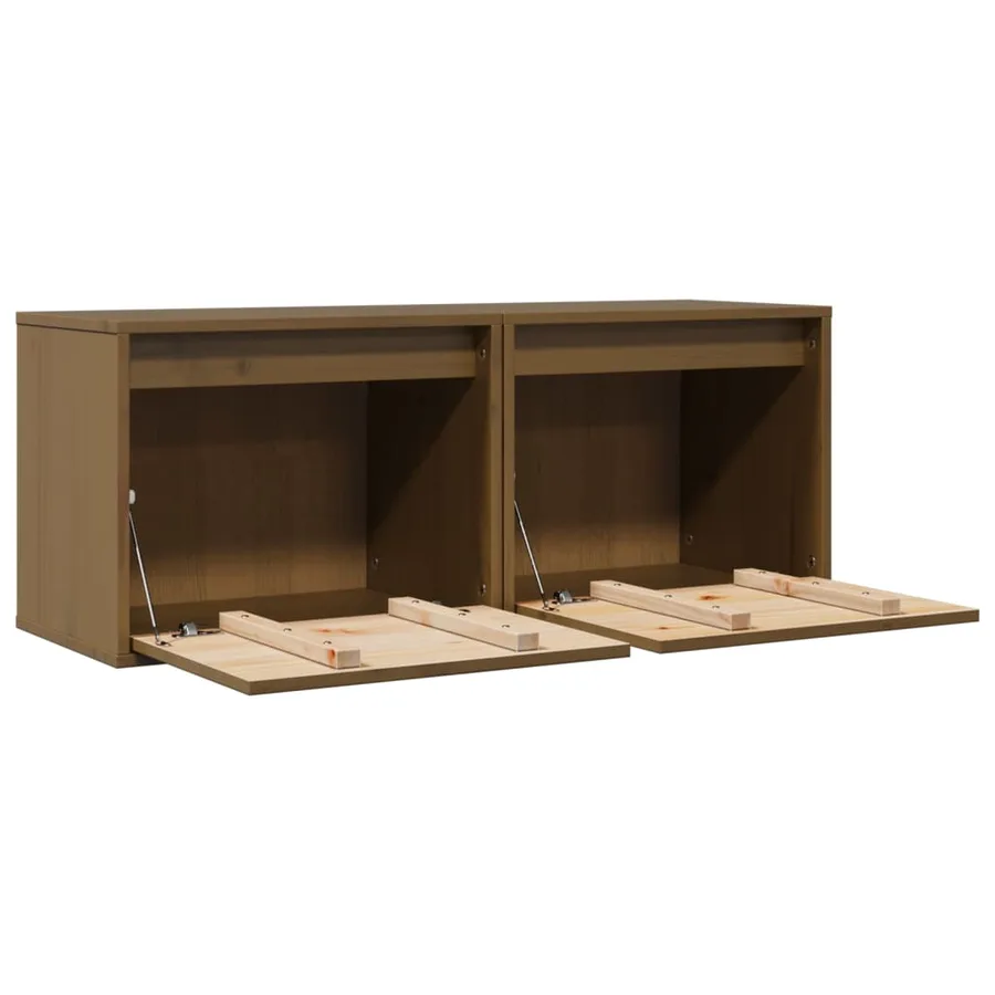 Armoires murales 2pcs Marron miel 45x30x35cm Bois de pin massif - 6