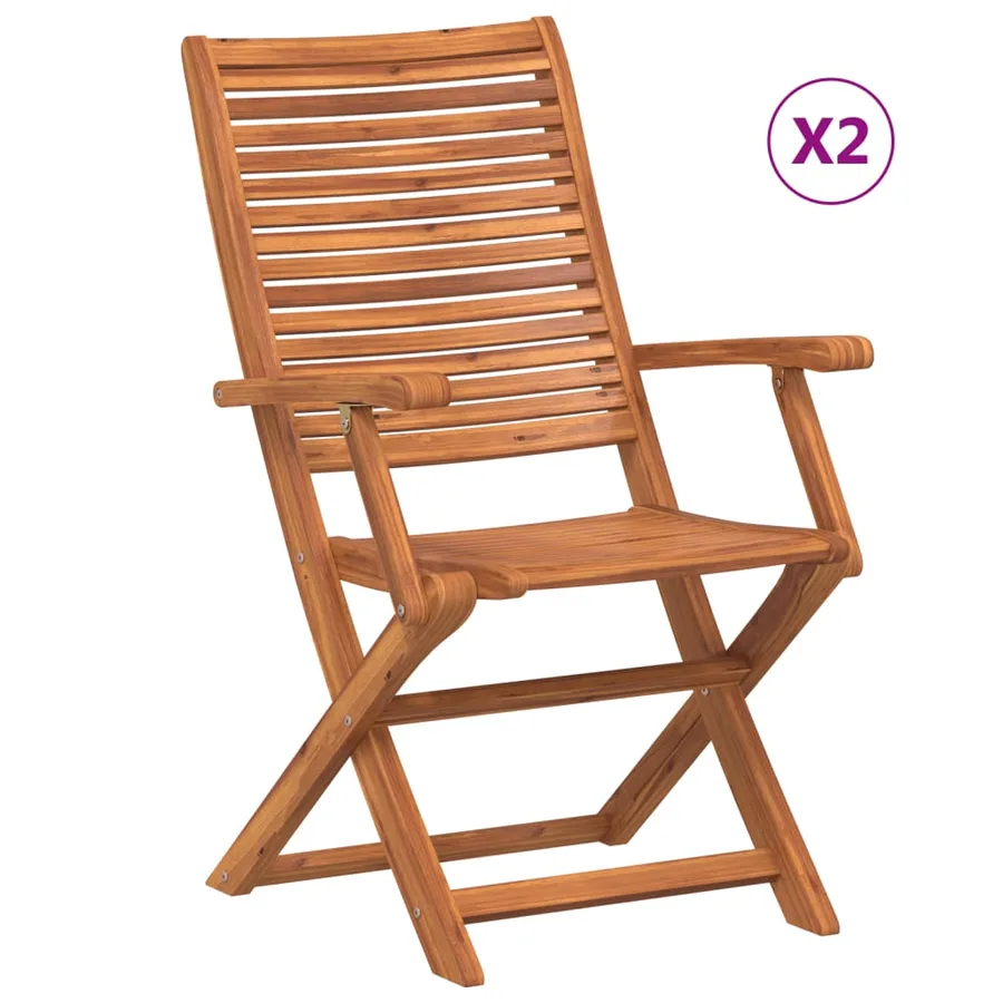 Chaises pliantes de jardin avec accoudoir lot de 2 - 2