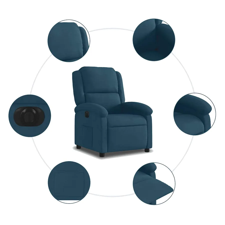 Fauteuil inclinable électrique bleu velours - 10