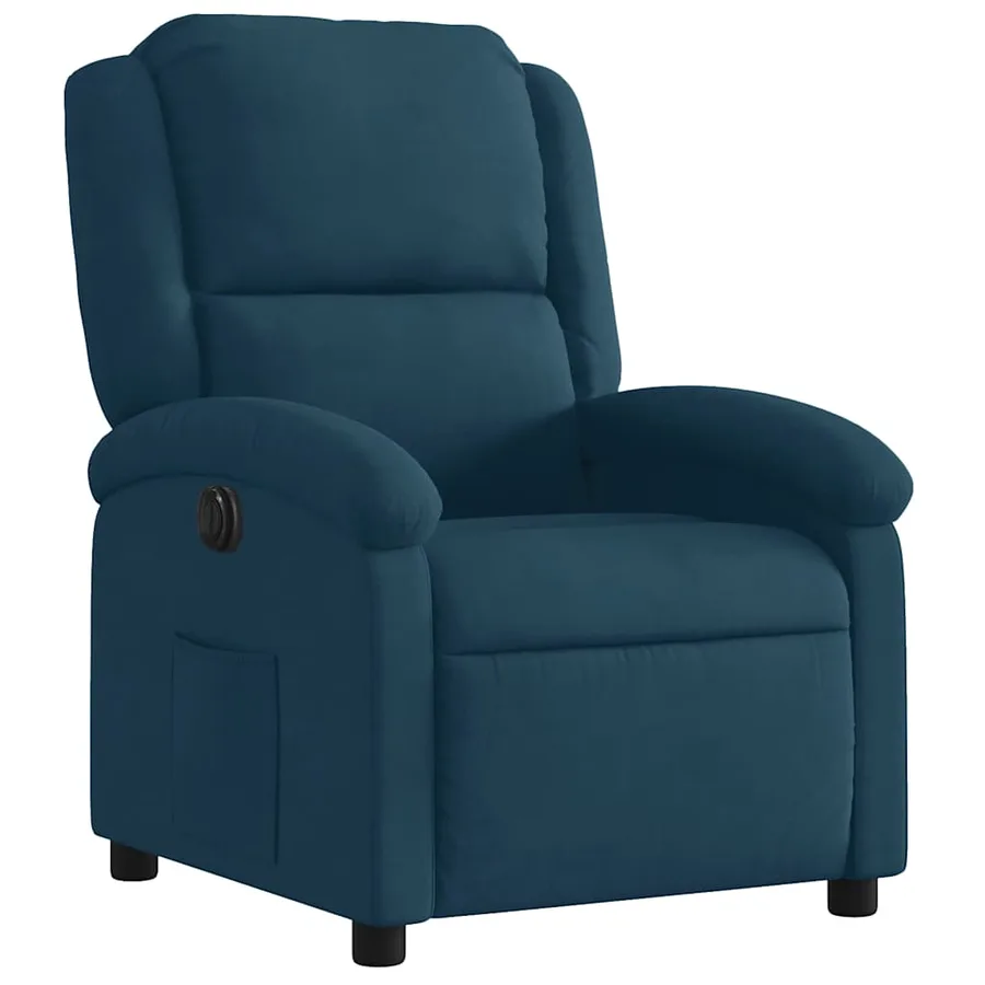 Fauteuil inclinable électrique bleu velours - 5