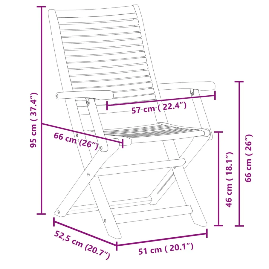 Chaises de jardin pliantes lot de 6 57x66x95 cm bois d'acacia - 9
