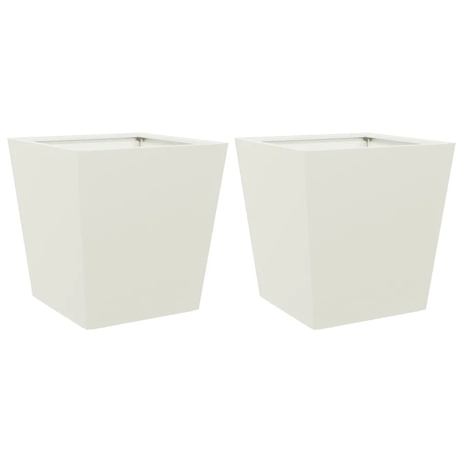 Jardinières 2 pcs blanc 40x40x40 cm acier - 2
