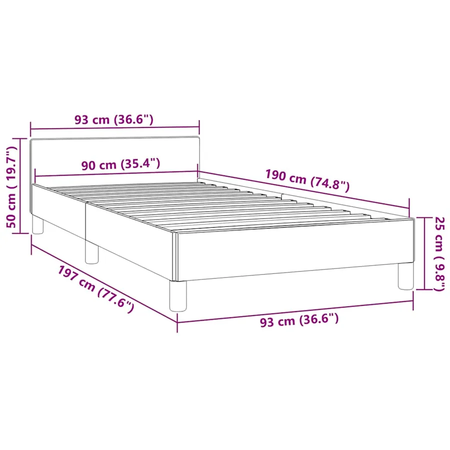 Cadre de lit sans matelas bleu foncé 90x190 cm velours - 9