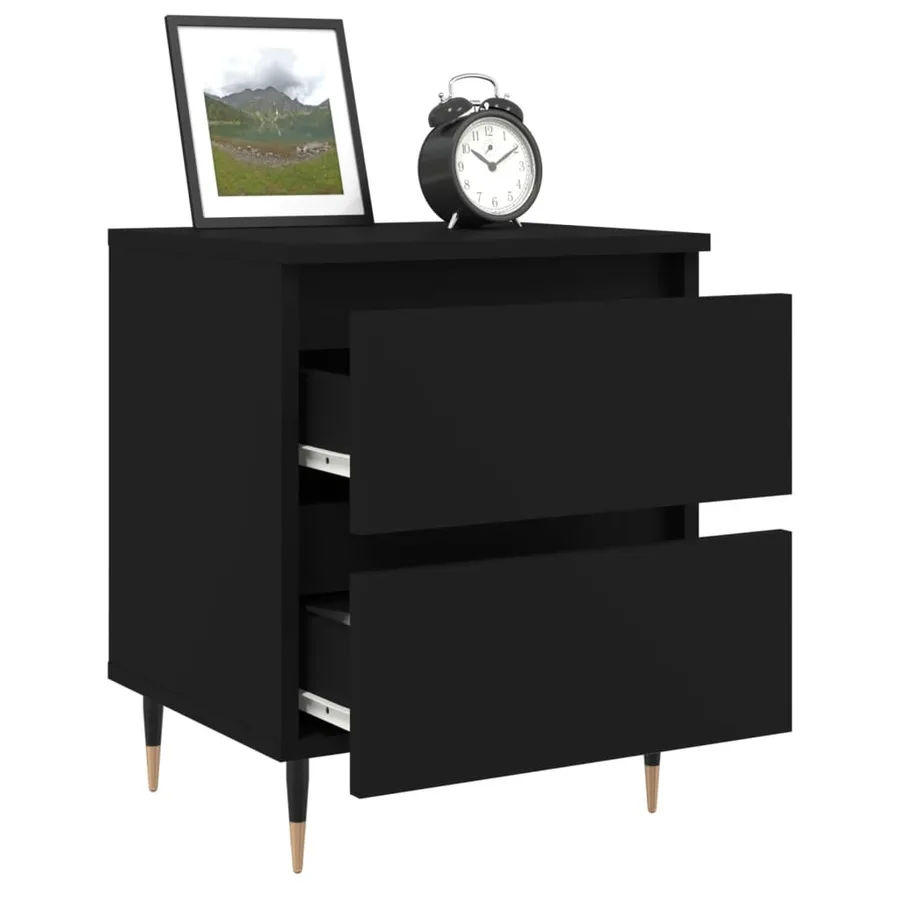 Table de chevet Noir 40x35x50 cm Bois d’ingénierie - 4
