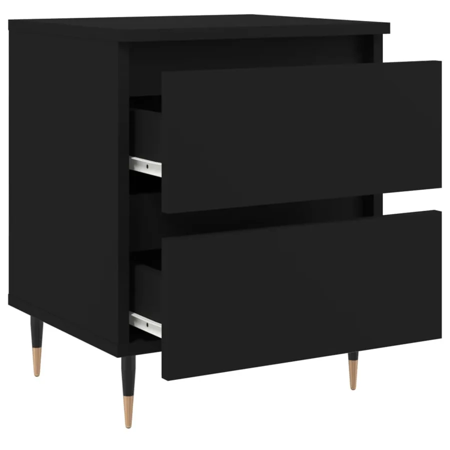 Table de chevet Noir 40x35x50 cm Bois d’ingénierie - 6