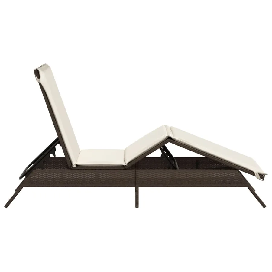 Chaise longue avec coussin marron résine tressée - 5