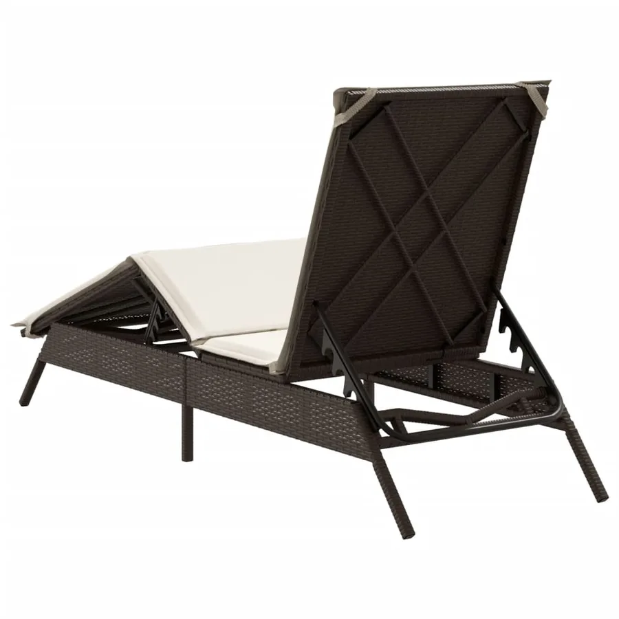 Chaise longue avec coussin marron résine tressée - 6