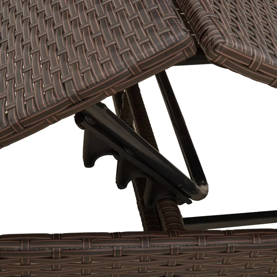 Chaise longue avec coussin marron résine tressée - 8