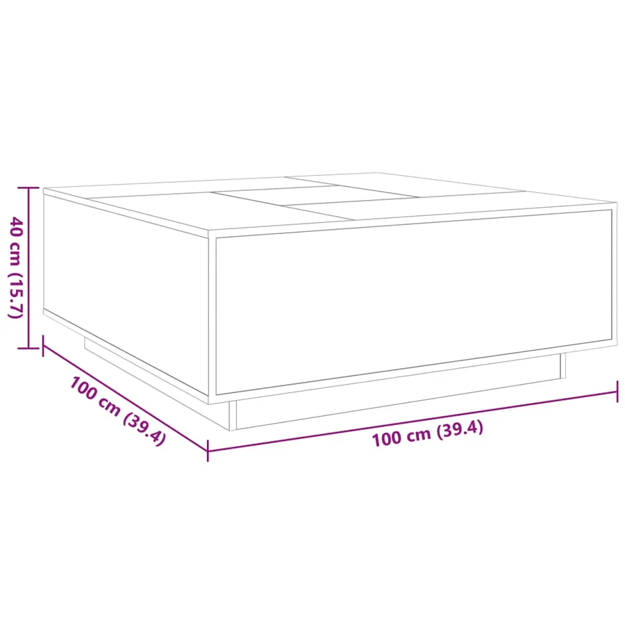 Table basse avec LED infini chêne fumé 100x100x40 cm - 13