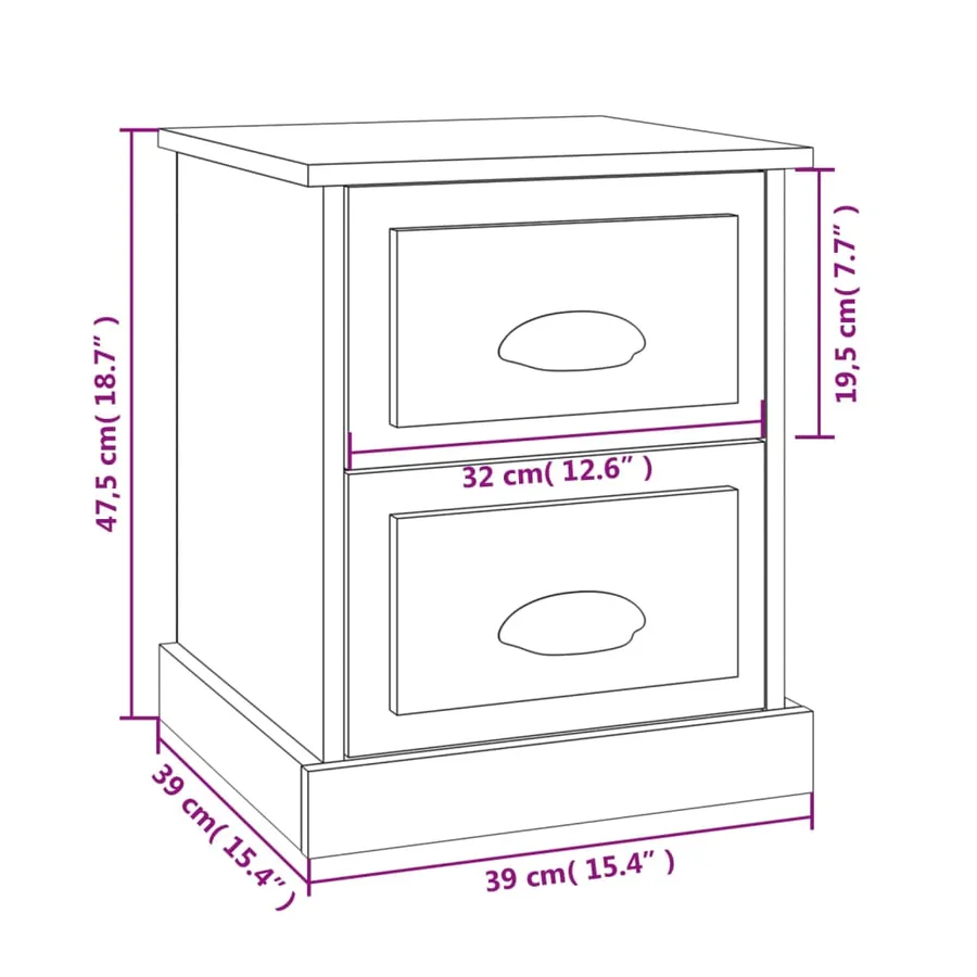 Table de chevet blanc 39x39x47,5 cm bois d’ingénierie - 10