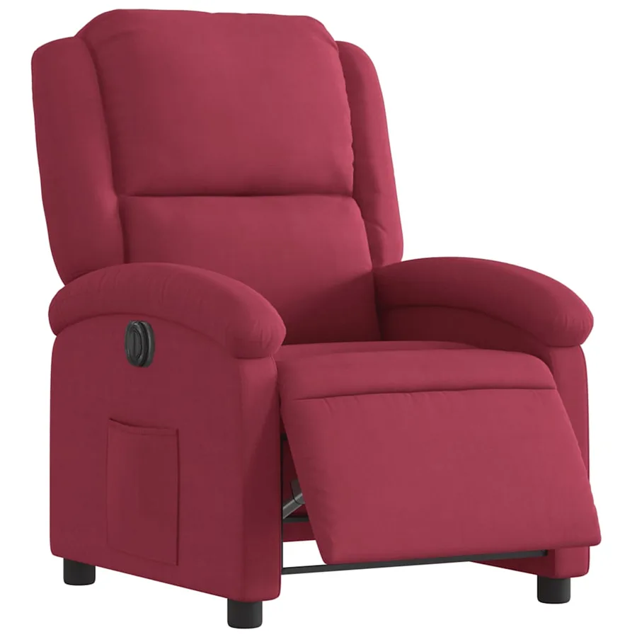 Fauteuil inclinable électrique rouge bordeaux velours - 3