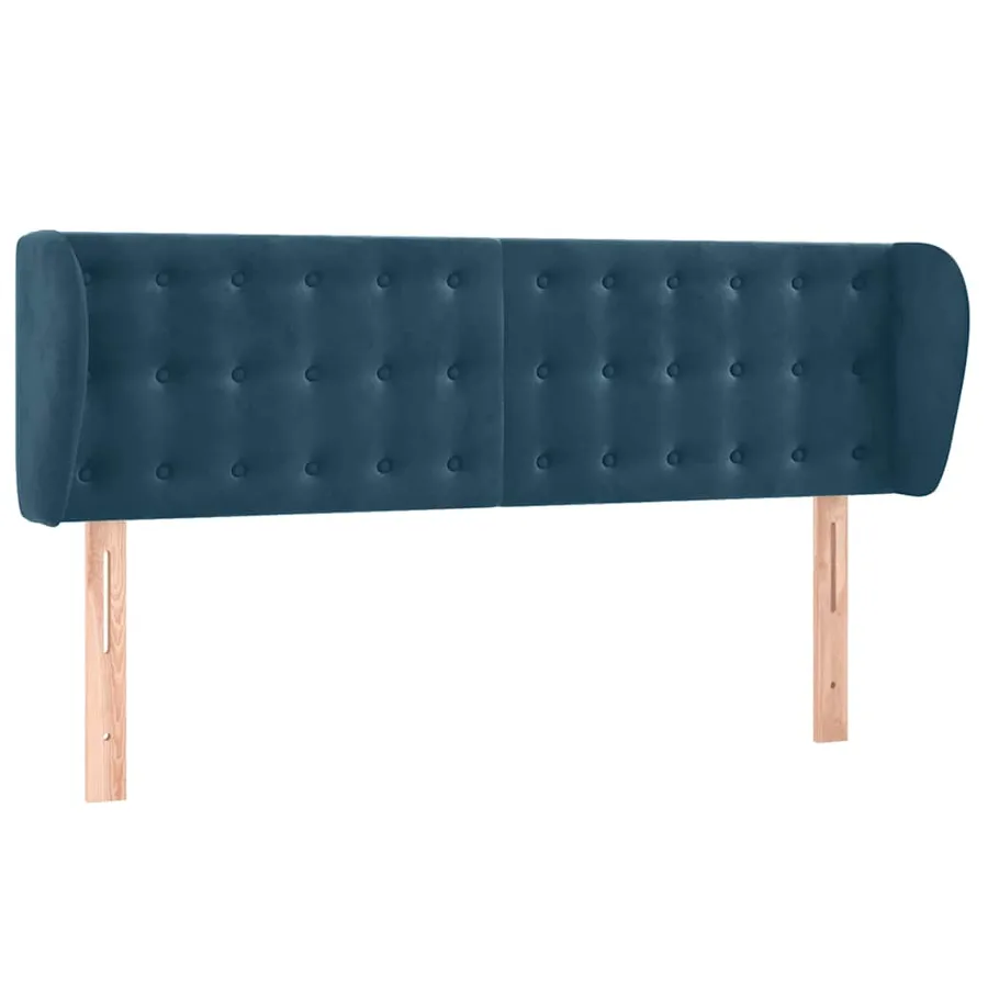 Tête de lit avec oreilles Bleu foncé 147x23x78/88 cm Velours - 2