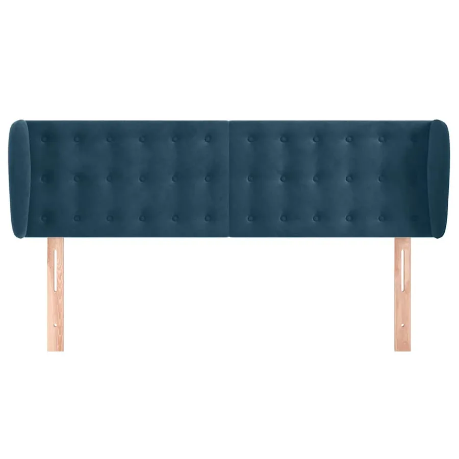 Tête de lit avec oreilles Bleu foncé 147x23x78/88 cm Velours - 3