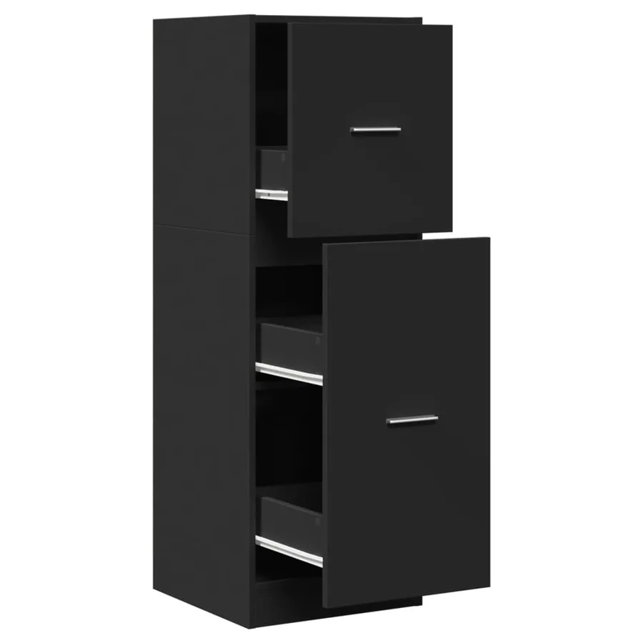 Armoire d'apothicaire noir 40x41x118 cm bois d'ingénierie - 2