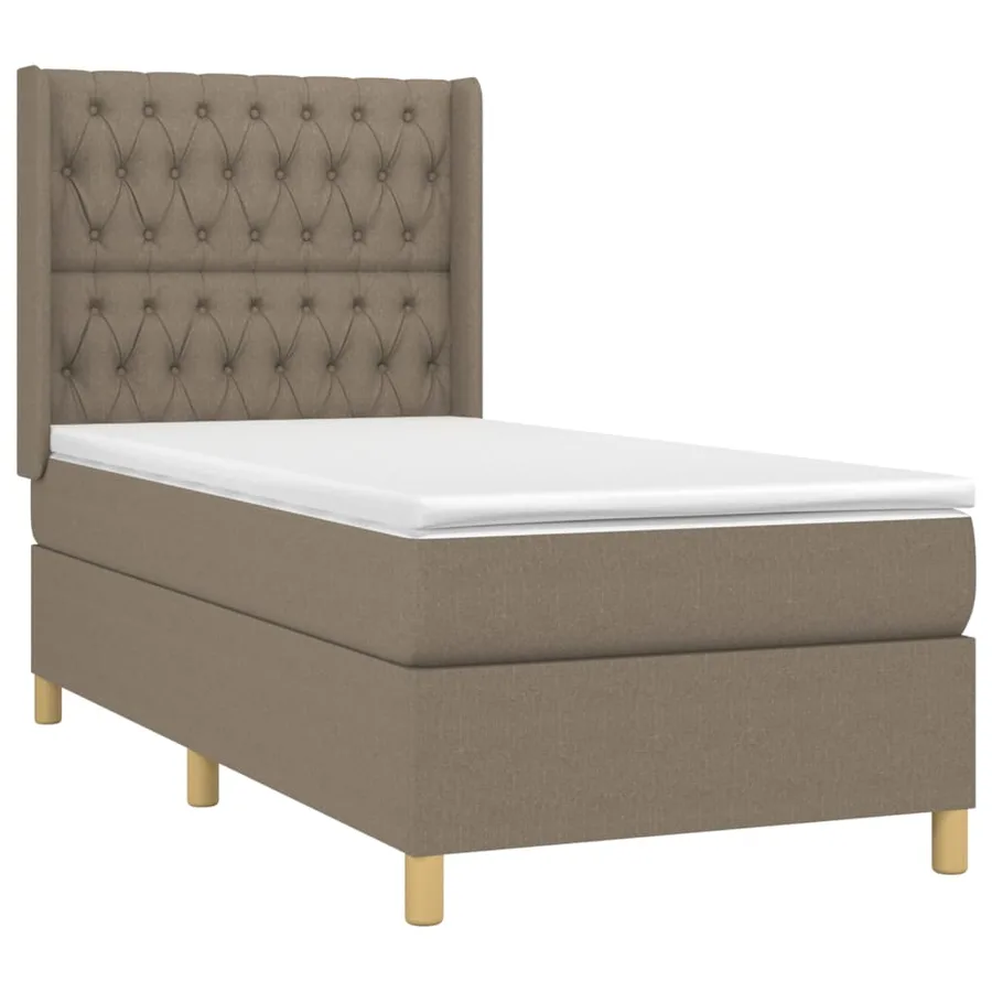 Sommier à lattes de lit matelas et LED Taupe 100x200 cm Tissu - 4