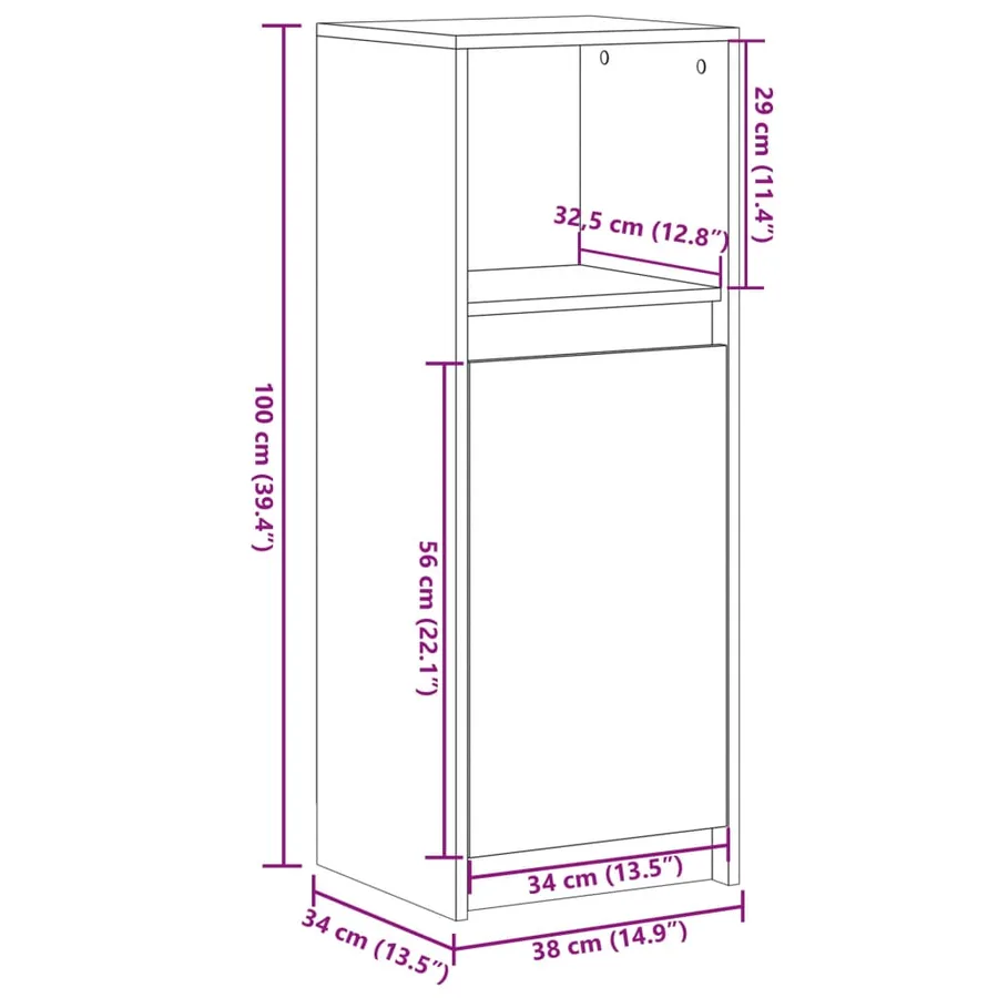 Buffet avec LED chêne fumé 38x34x100 cm bois d'ingénierie - 14
