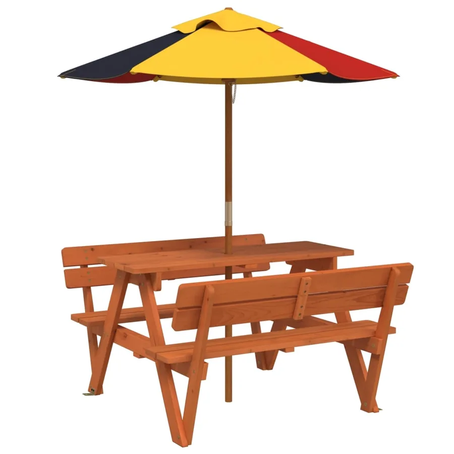 Table de pique-nique pour 4 enfants avec parasol bois de sapin - 2