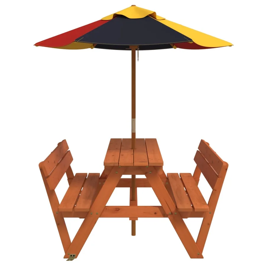 Table de pique-nique pour 4 enfants avec parasol bois de sapin - 4