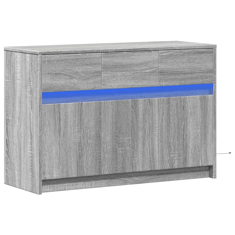 Meuble TV avec LED sonoma gris 91x34x61 cm bois d'ingénierie - 3