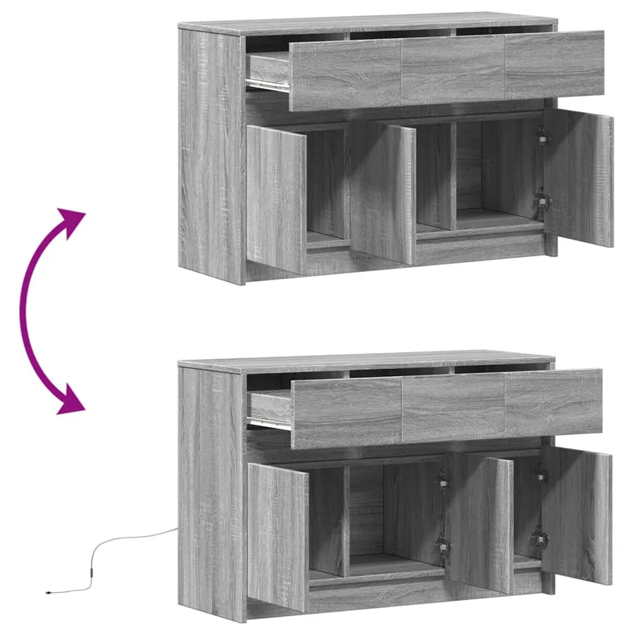 Meuble TV avec LED sonoma gris 91x34x61 cm bois d'ingénierie - 9