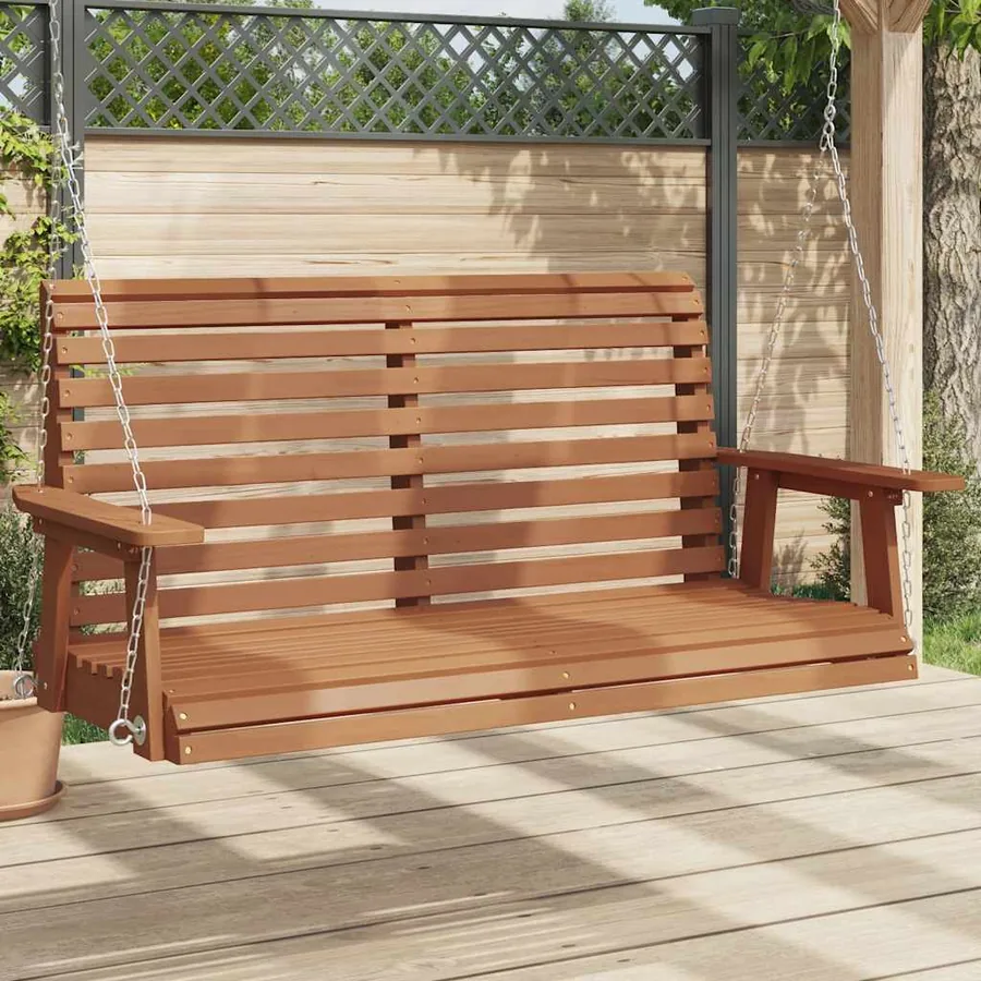Banc de balançoire de jardin chaînes en métal bois massif sapin
