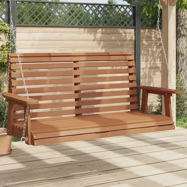 Banc de balançoire de jardin chaînes en métal bois massif sapin