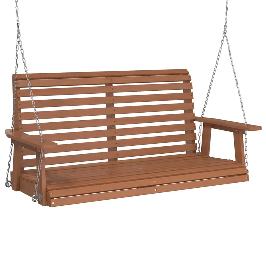 Banc de balançoire de jardin chaînes en métal bois massif sapin - 2