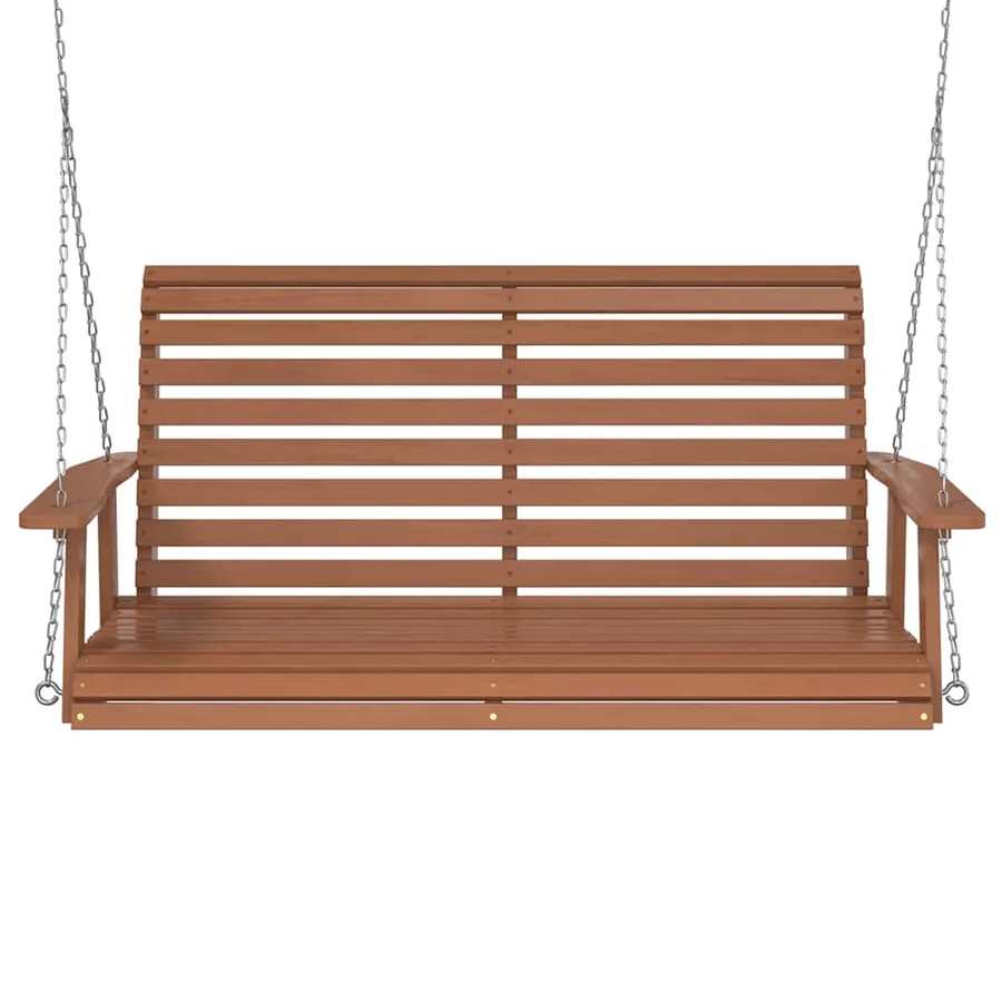 Banc de balançoire de jardin chaînes en métal bois massif sapin - 4