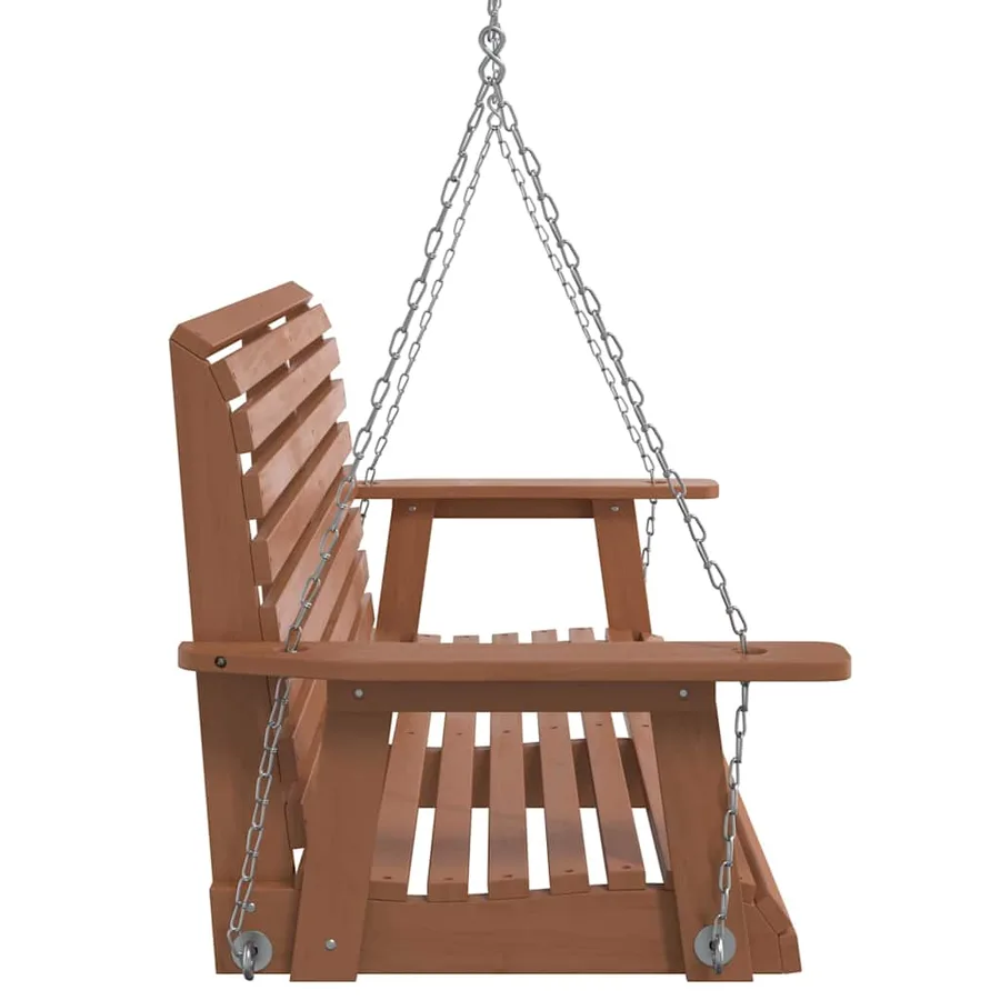 Banc de balançoire de jardin chaînes en métal bois massif sapin - 5