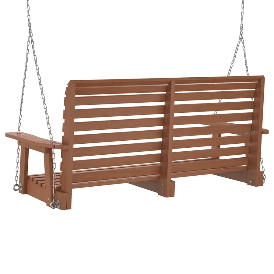 Banc de balançoire de jardin chaînes en métal bois massif sapin - 6