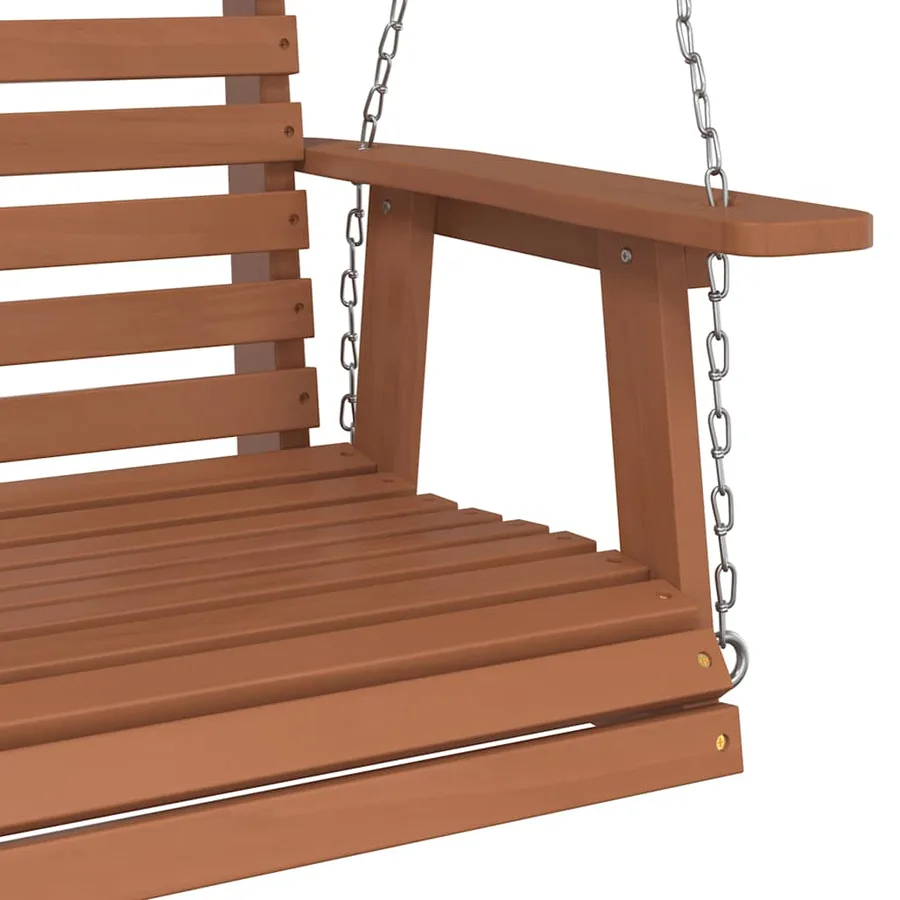 Banc de balançoire de jardin chaînes en métal bois massif sapin - 7