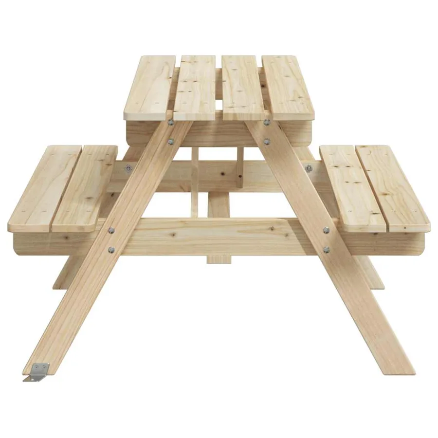 Table de pique-nique pour 4 enfants avec trou de parasol sapin - 5