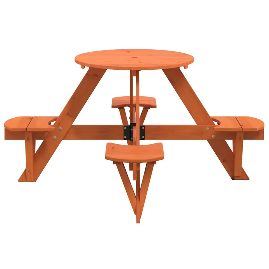 Table de pique-nique pour 4 enfants avec trou de parasol rond - 5