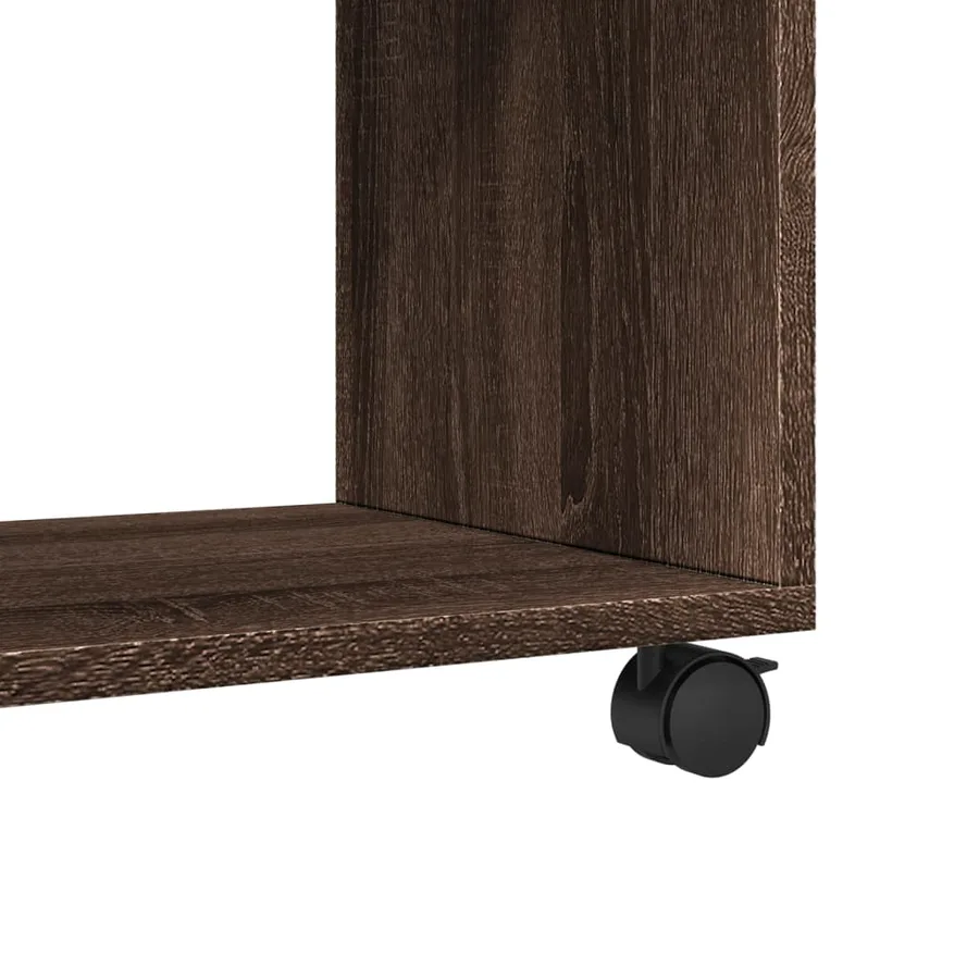 Armoire roulante chêne marron 72x33x42,5 cm bois d'ingénierie - 8