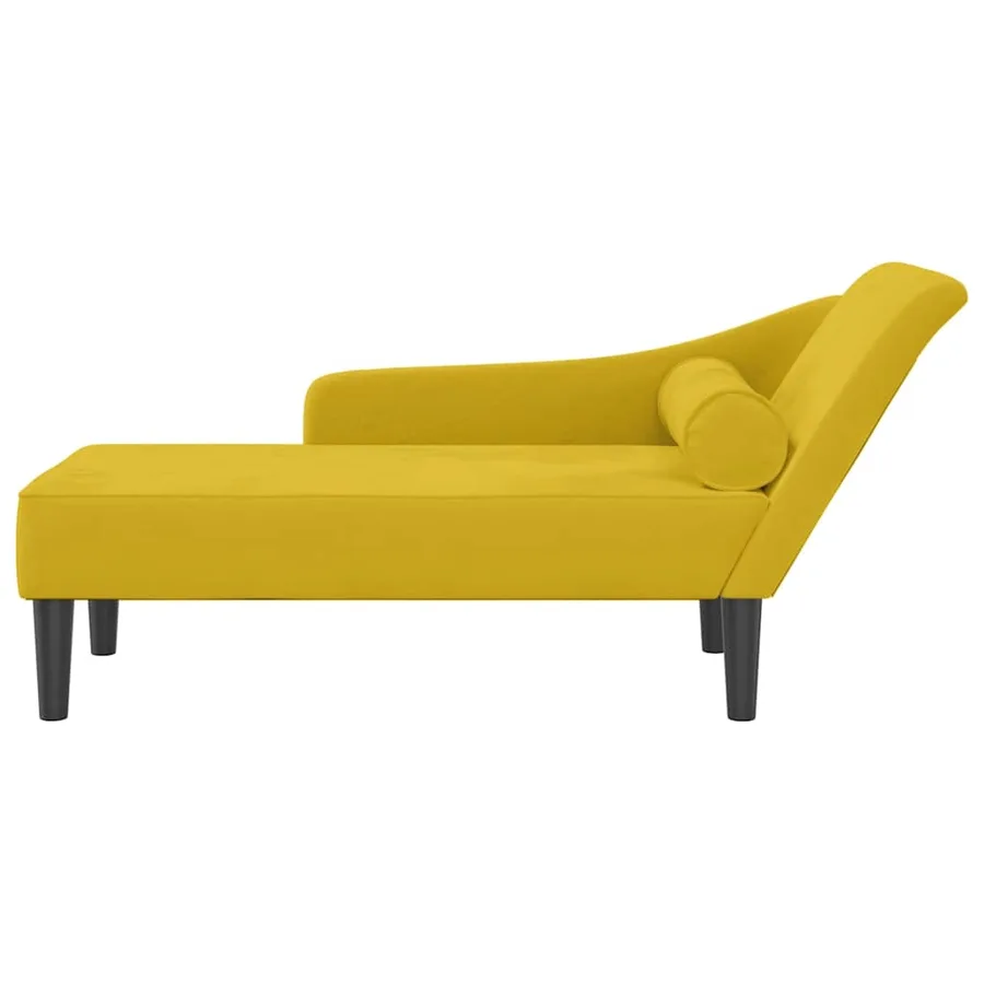 Chaise longue avec coussins jaune velours - 3